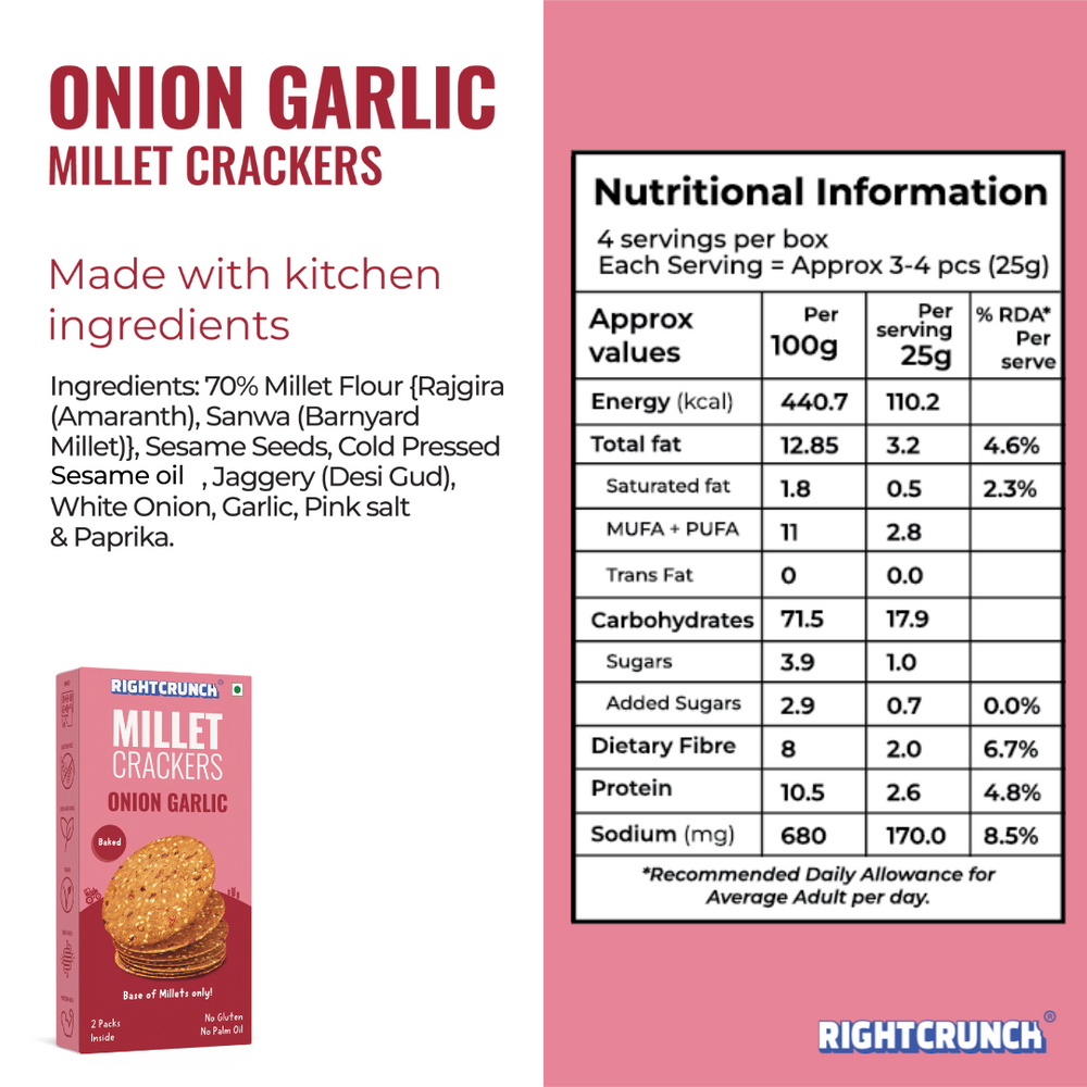 Millet Cracker Onion Garlic (100g)